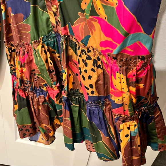 FARM Rio NWT AUTHENTIC BROWN PRINTED LEOPARD TROPICAL LONG SLEEVES DRESS - Picture 5 of 16